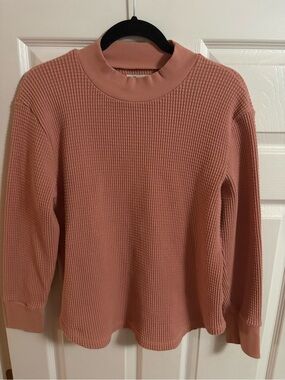 Madewell long sleeve thermal shirt blouse top sweater mock neck comfy cozy M